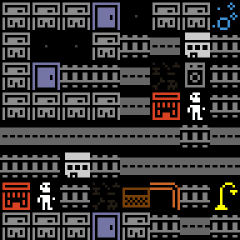 LLM, with version 1’s code, cyberpunk block, clustered order, 8 by 8 cells.