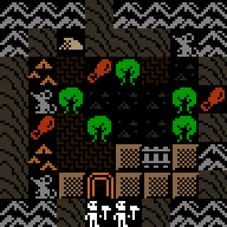 LLM, with version 1’s code, desert outpost, spiral order, 8 by 8 cells.