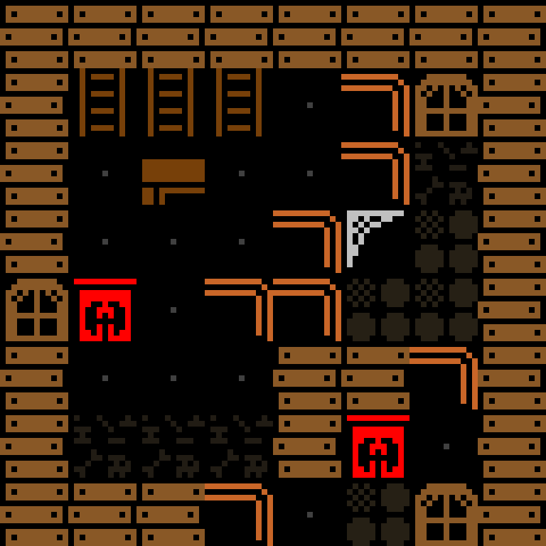 LLM, with version 1’s code, haunted mansion, spiral order, 8 by 8 cells.