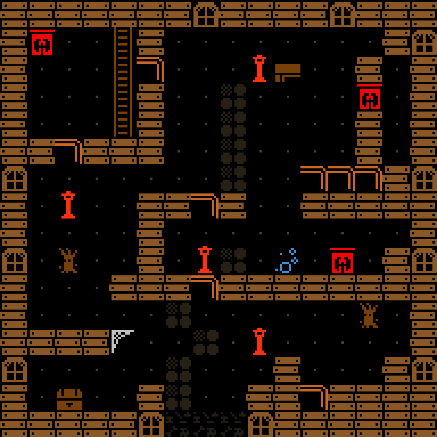 LLM, with version 1’s code, haunted mansion, clustered order, 16 by 16 cells.