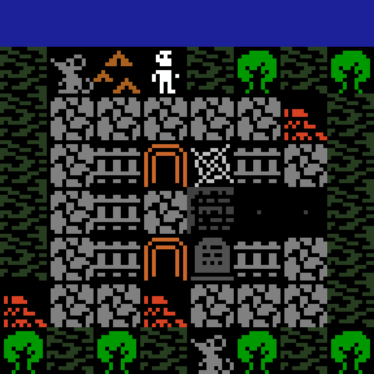 LLM, with version 1’s code, jungle temple, frontier order, 8 by 8 cells.