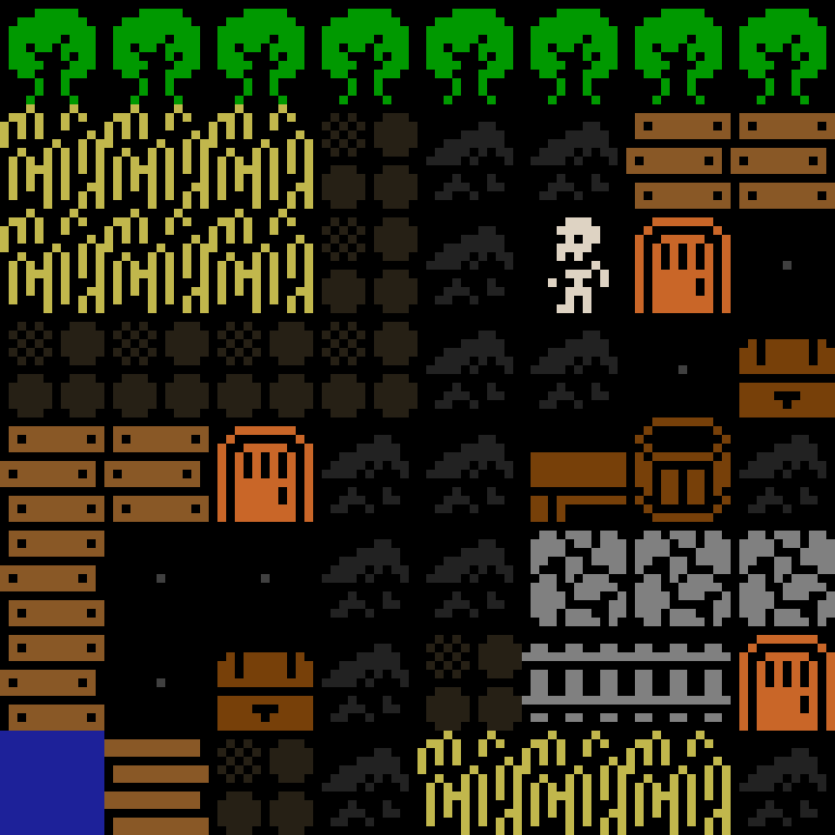 LLM, with version 1’s code, medieval village, frontier order, 8 by 8 cells.