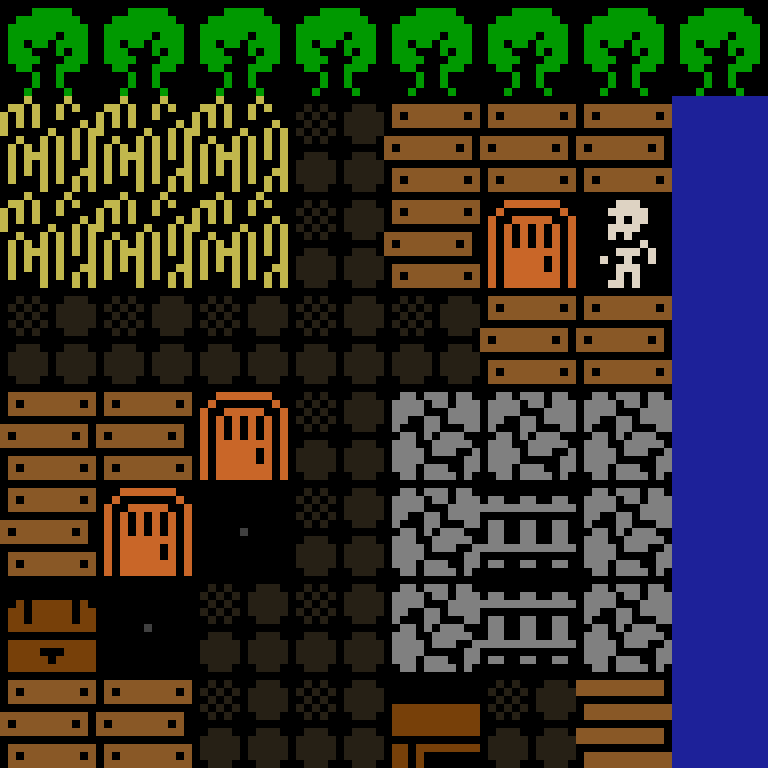 LLM, with version 1’s code, medieval village, spiral order, 8 by 8 cells.