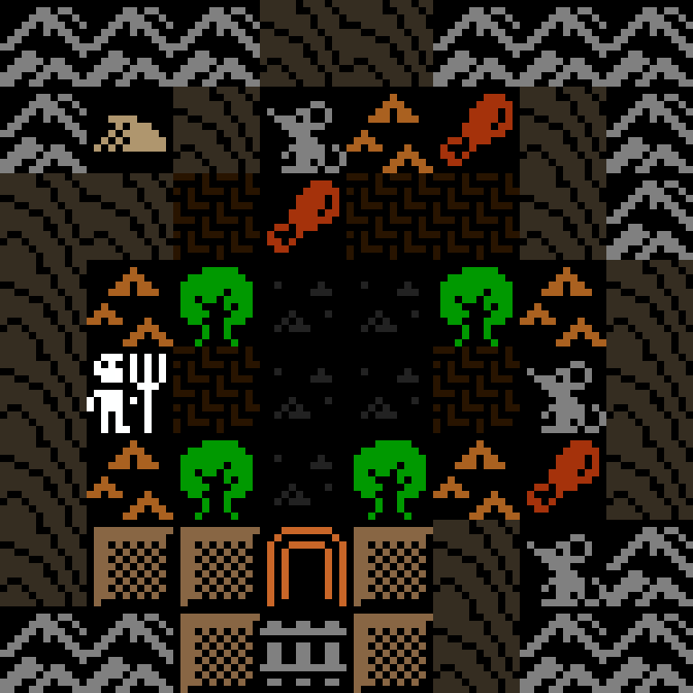 LLM, with version 1’s code, desert outpost, branching order, 8 by 8 cells.