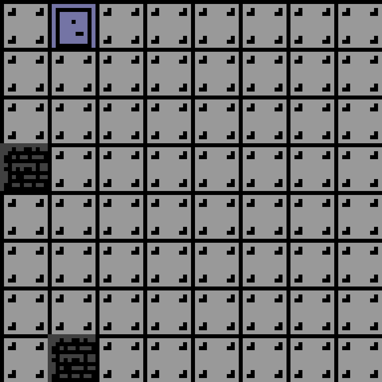 Cell by cell, version 1, space station, spiral order, 8 by 8 cells.