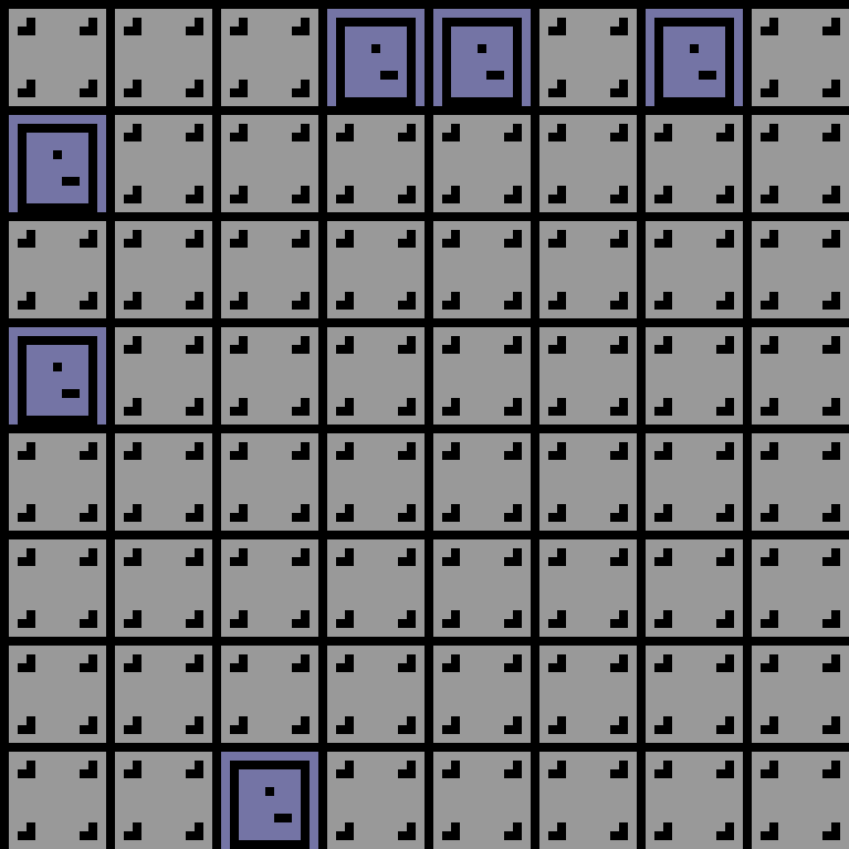 Cell by cell, version 1, space station, spiral order, 8 by 8 cells.