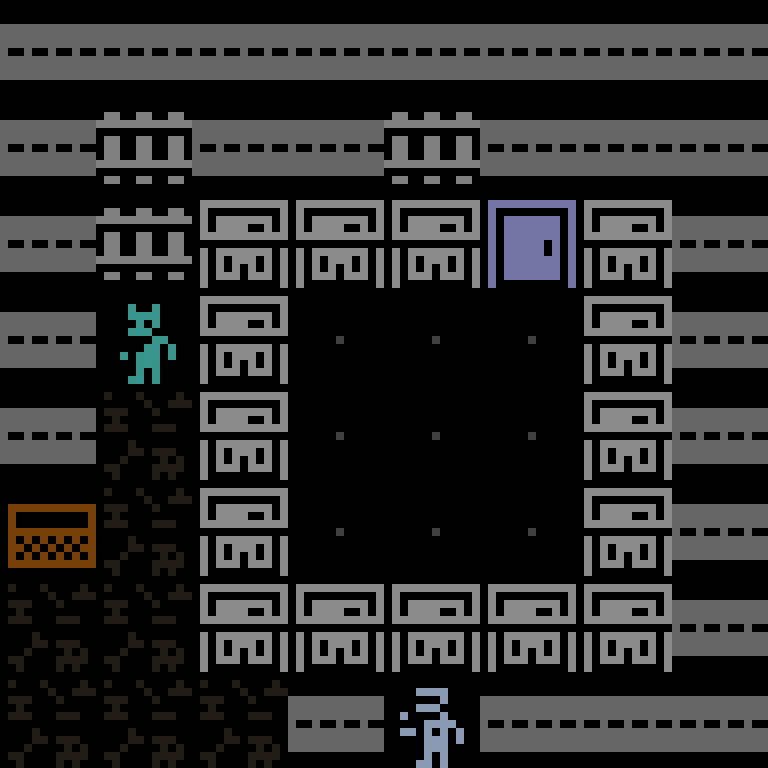 Cell by cell, version 10, cyberpunk block, clustered order, 8 by 8 cells.