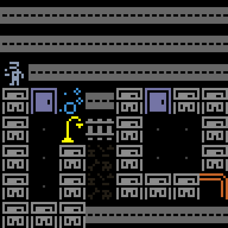 Cell by cell, version 10, cyberpunk block, spiral order, 8 by 8 cells.