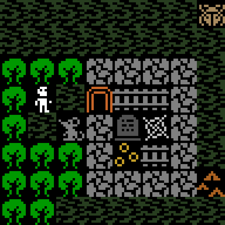 Cell by cell, version 10, jungle temple, clustered order, 8 by 8 cells.