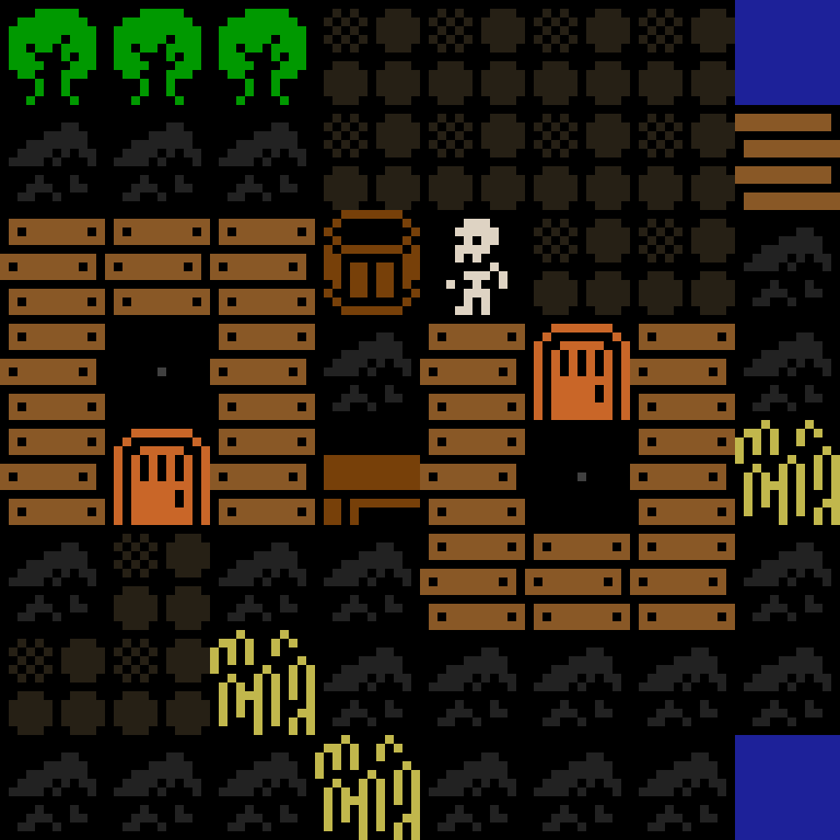 Cell by cell, version 10, medieval village, spiral order, 8 by 8 cells.