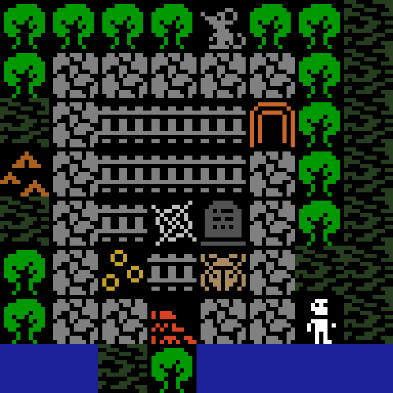 Cell by cell, version 10, jungle temple, spiral order, 8 by 8 cells.
