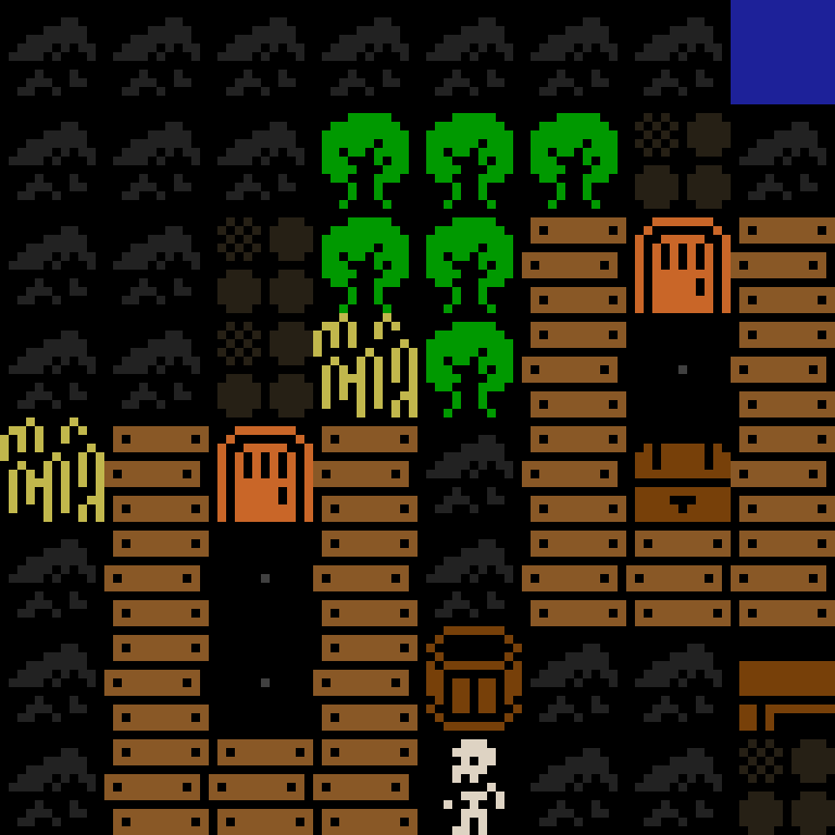 Cell by cell, version 10, medieval village, clustered order, 8 by 8 cells.