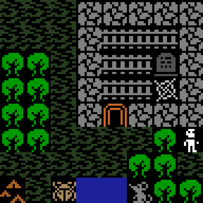 Cell by cell, version 10, jungle temple, clustered order, 8 by 8 cells.