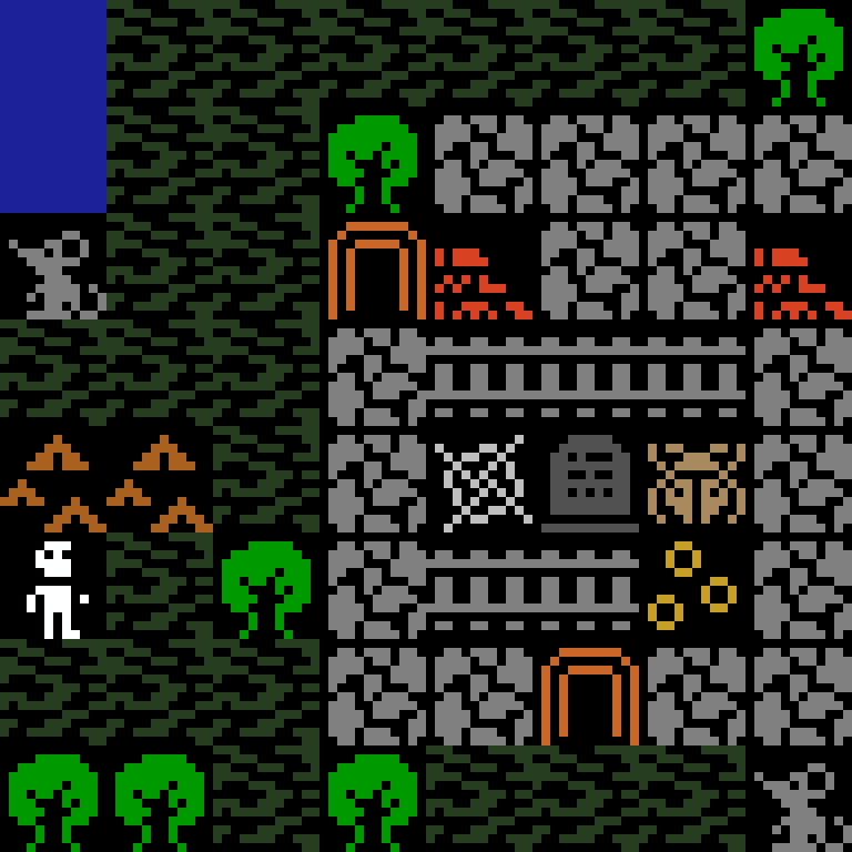 LLM, with version 11’s code, jungle temple, clustered order, 8 by 8 cells.