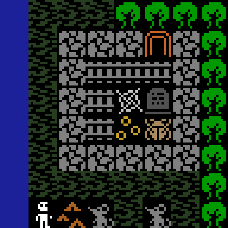 LLM, with version 11’s code, jungle temple, spiral order, 8 by 8 cells.