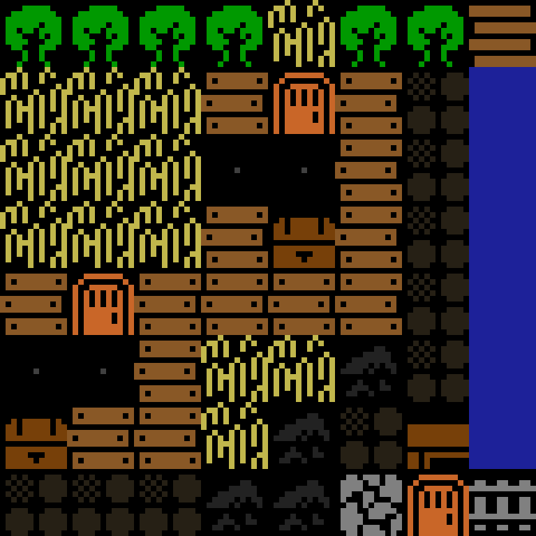 LLM, with version 11’s code, medieval village, clustered order, 8 by 8 cells.