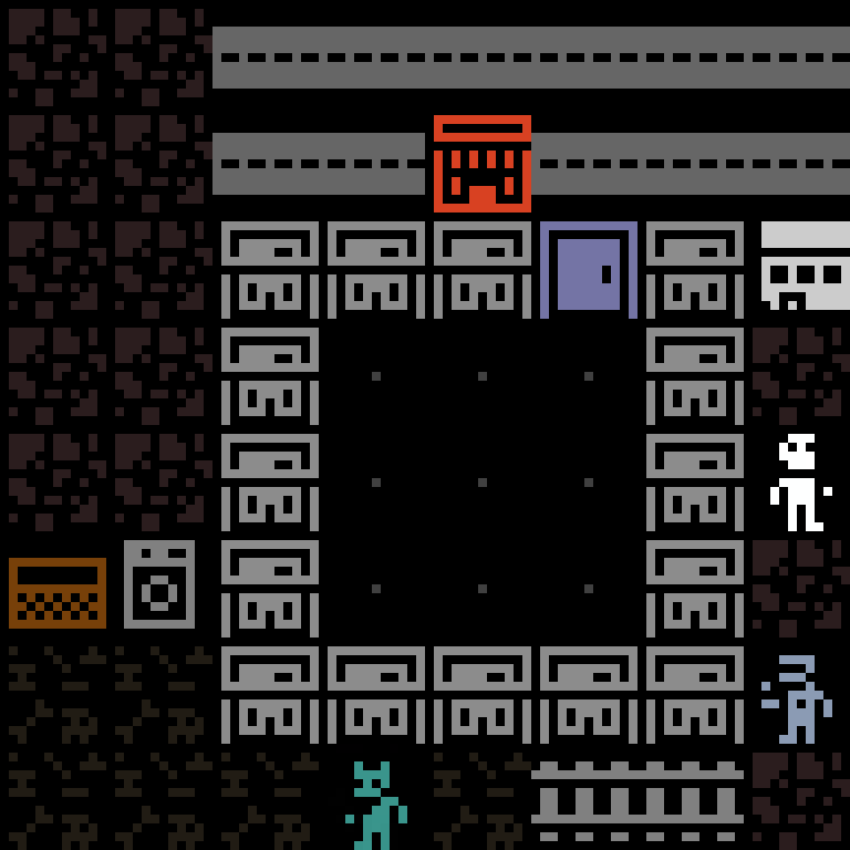 Cell by cell, version 11, cyberpunk block, clustered order, 8 by 8 cells.