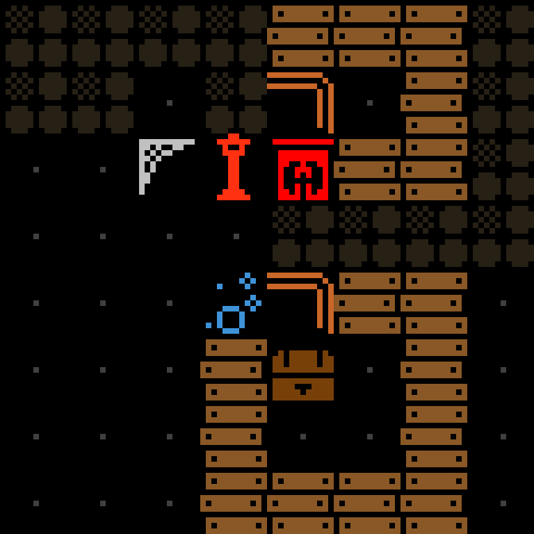 v11: two rooms with doors, a candle, a chest and a ghost.