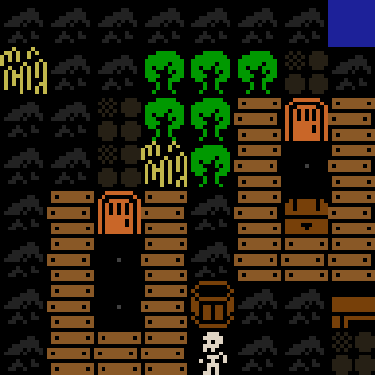 Cell by cell, version 11, medieval village, clustered order, 8 by 8 cells.