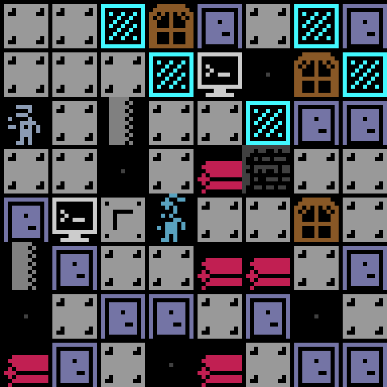 Cell by cell, version 2, space station, branching order, 8 by 8 cells.