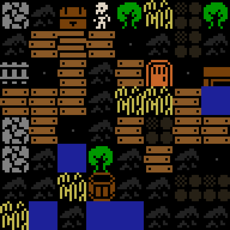 Cell by cell, version 2, medieval village, frontier order, 8 by 8 cells.