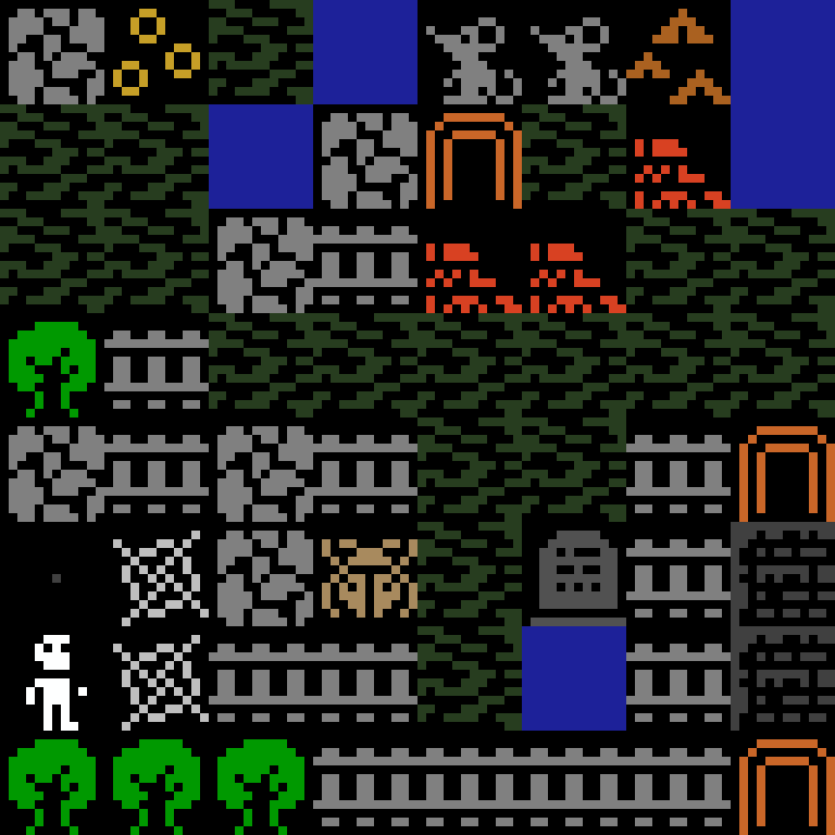 Cell by cell, version 2, jungle temple, clustered order, 8 by 8 cells.