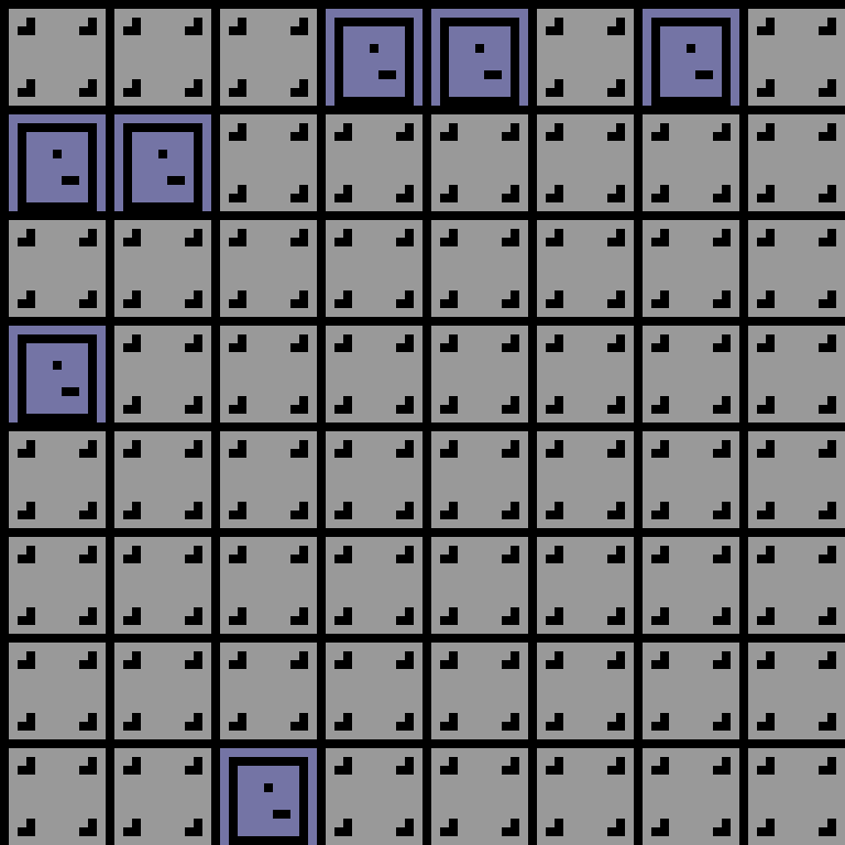 Cell by cell, version 2, space station, spiral order, 8 by 8 cells.