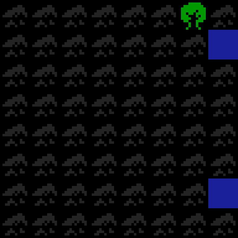Cell by cell, version 2, medieval village, frontier order, 8 by 8 cells.