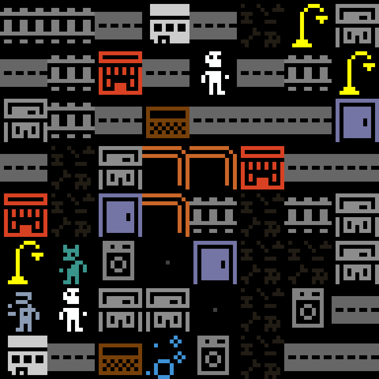 Cell by cell, version 2, cyberpunk block, branching order, 8 by 8 cells.