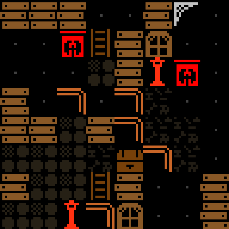 Cell by cell, version 2, haunted mansion, spiral order, 8 by 8 cells.