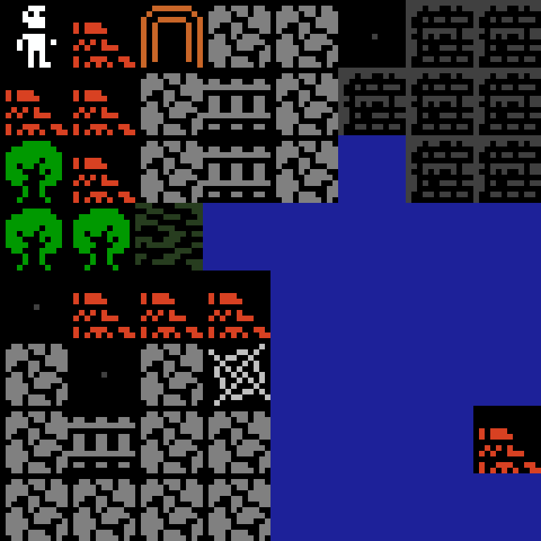 Cell by cell, version 3, jungle temple, clustered order, 8 by 8 cells.