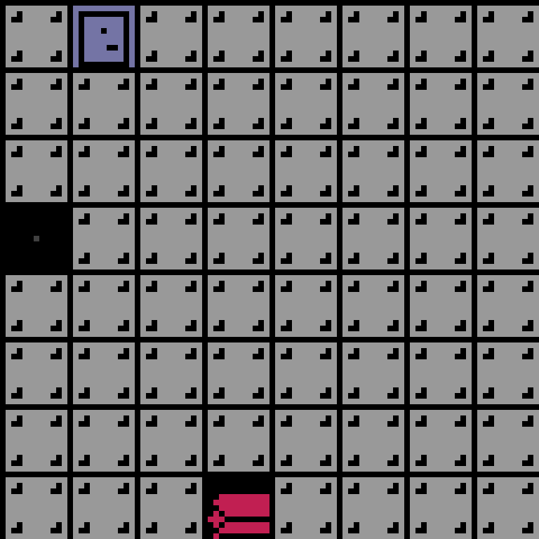 Cell by cell, version 3, space station, spiral order, 8 by 8 cells.