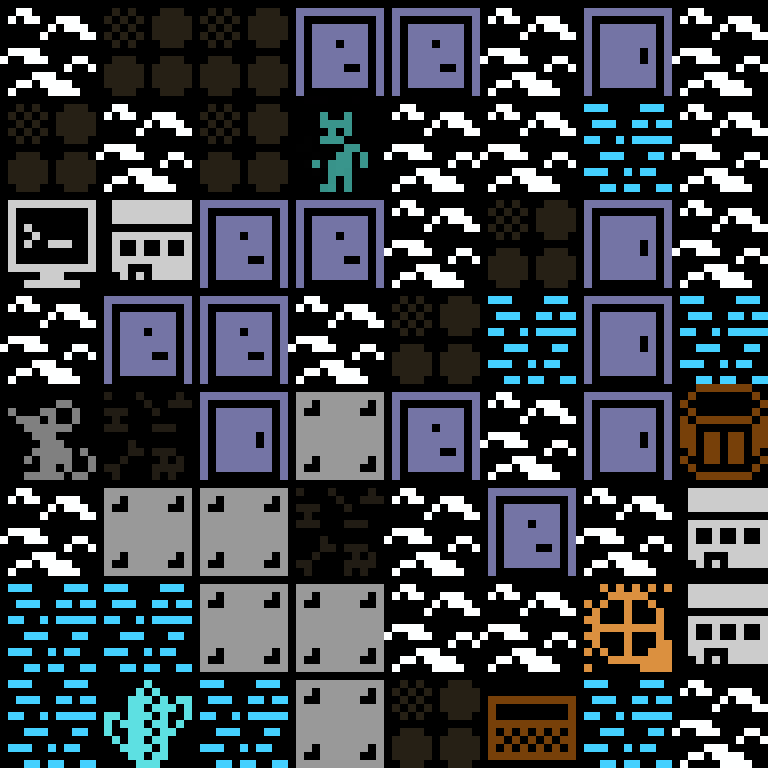 Cell by cell, version 3, arctic base, spiral order, 8 by 8 cells.