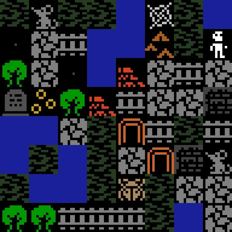 Cell by cell, version 3, jungle temple, clustered order, 8 by 8 cells.