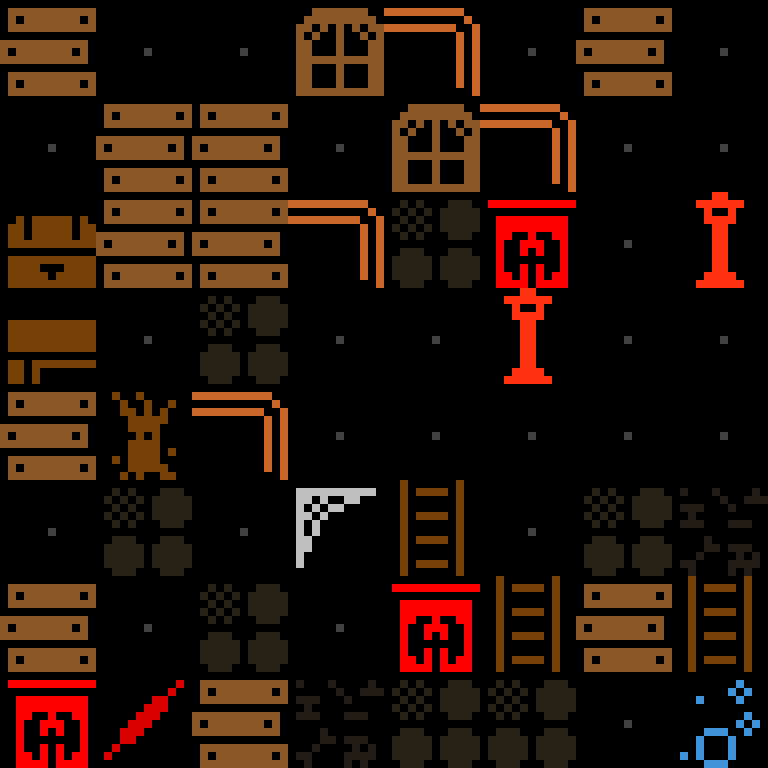 Cell by cell, version 3, haunted mansion, spiral order, 8 by 8 cells.