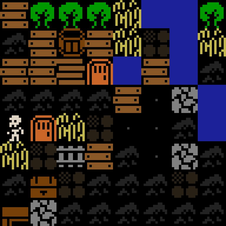 Cell by cell, version 3, medieval village, frontier order, 8 by 8 cells.