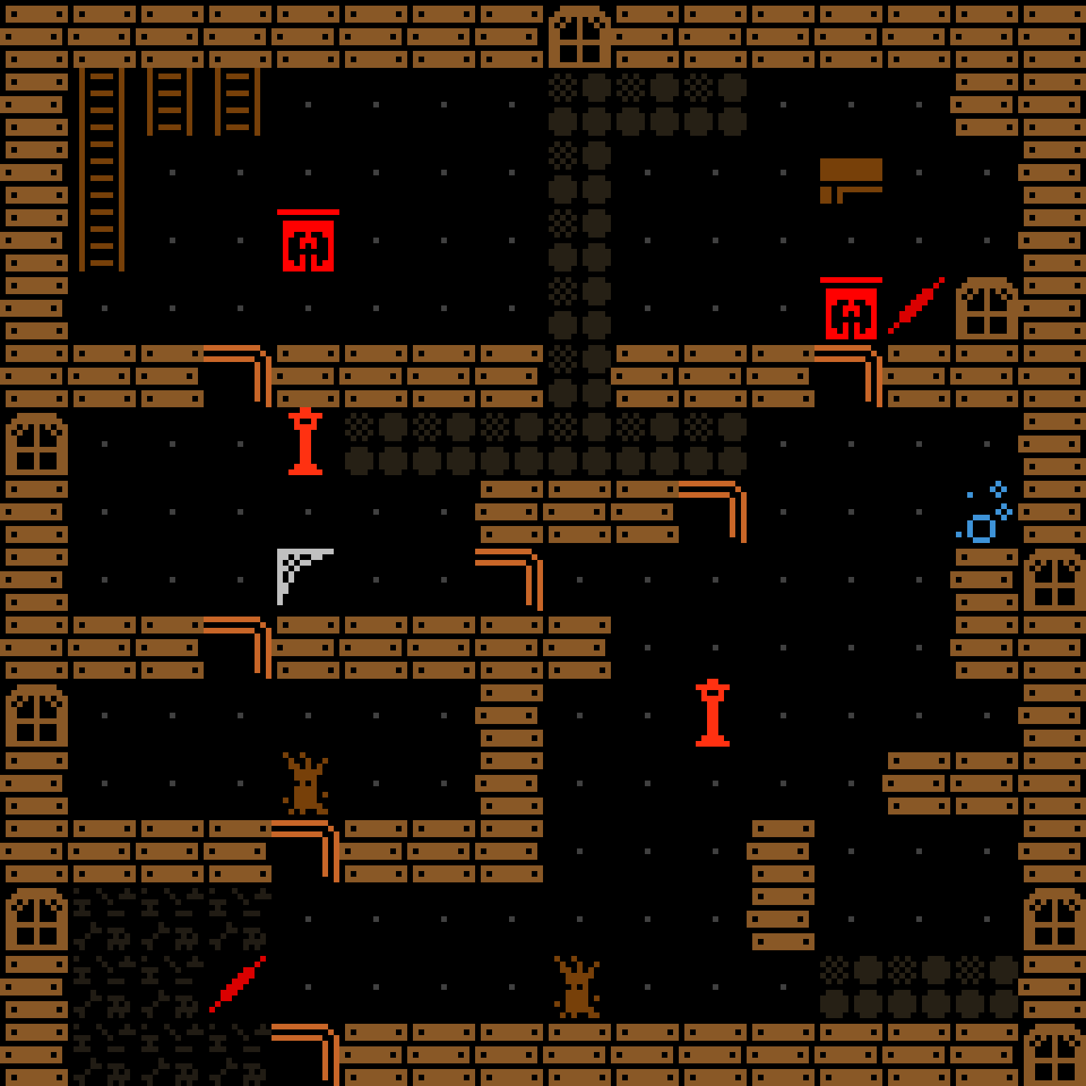 LLM, with version 4’s code, haunted mansion, clustered order, 16 by 16 cells.