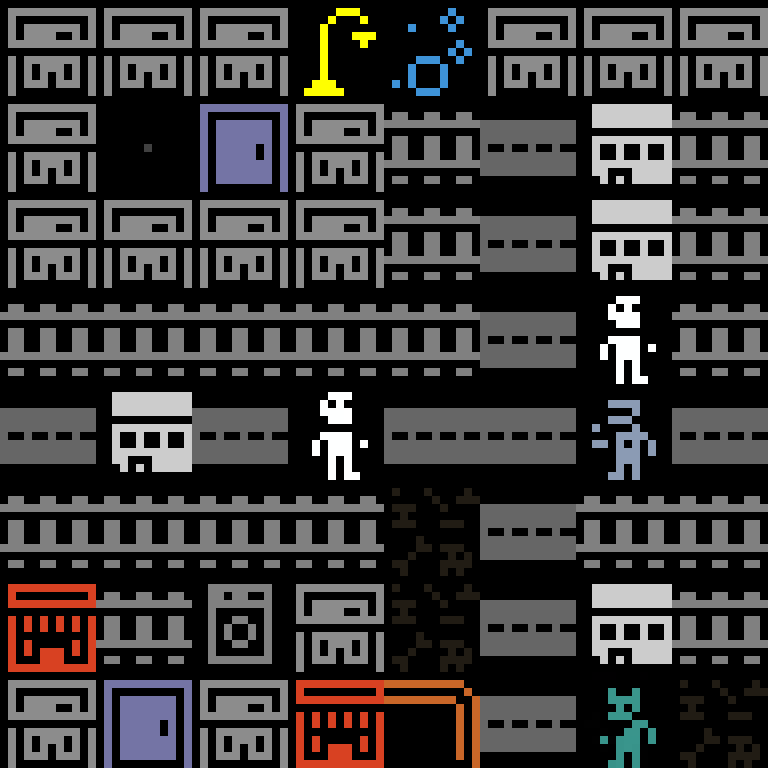 LLM, with version 4’s code, cyberpunk block, branching order, 8 by 8 cells.