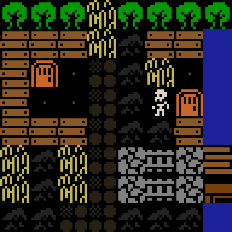 LLM, with version 4’s code, medieval village, spiral order, 8 by 8 cells.