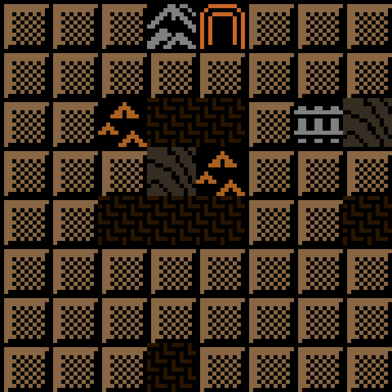 Cell by cell, version 4, desert outpost, spiral order, 8 by 8 cells.