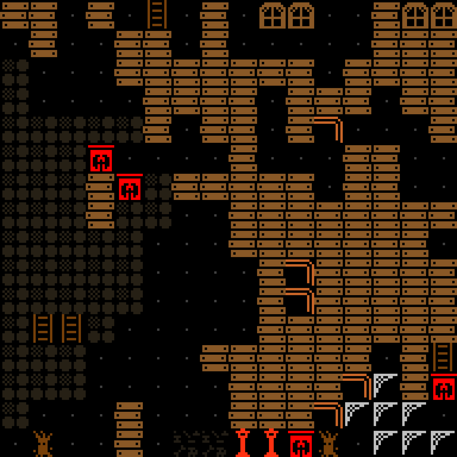 Cell by cell, version 4, haunted mansion, clustered order, 16 by 16 cells.
