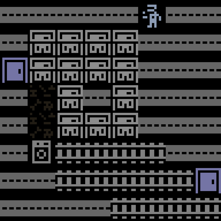 Cell by cell, version 4, cyberpunk block, spiral order, 8 by 8 cells.