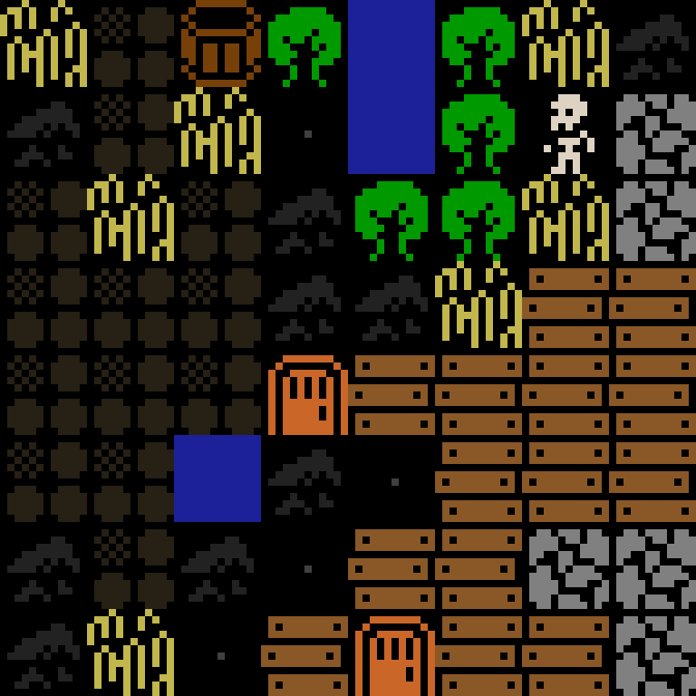 Cell by cell, version 4, medieval village, frontier order, 8 by 8 cells.