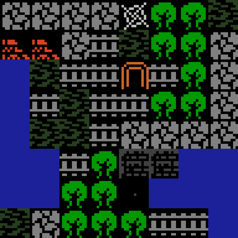 Cell by cell, version 4, jungle temple, clustered order, 8 by 8 cells.