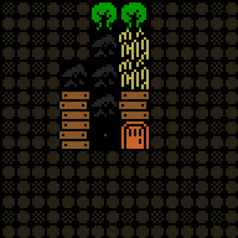 Cell by cell, version 4, medieval village, spiral order, 8 by 8 cells.