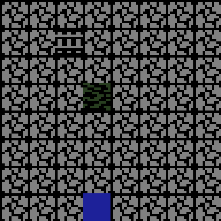Cell by cell, version 4, jungle temple, spiral order, 8 by 8 cells.