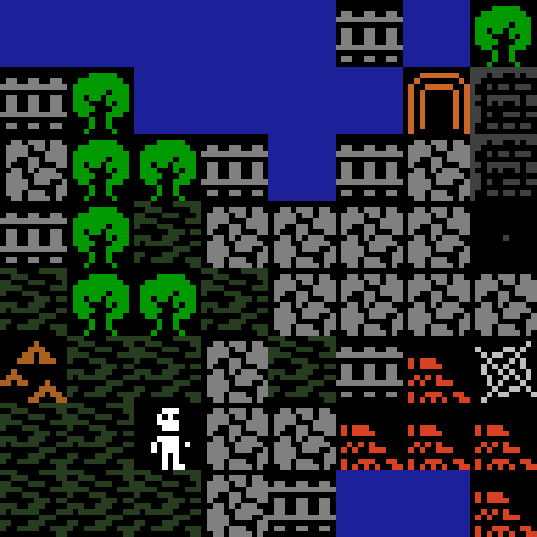 Cell by cell, version 4, jungle temple, clustered order, 8 by 8 cells.