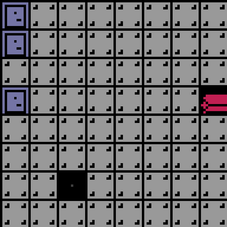 Cell by cell, version 4, space station, spiral order, 8 by 8 cells.