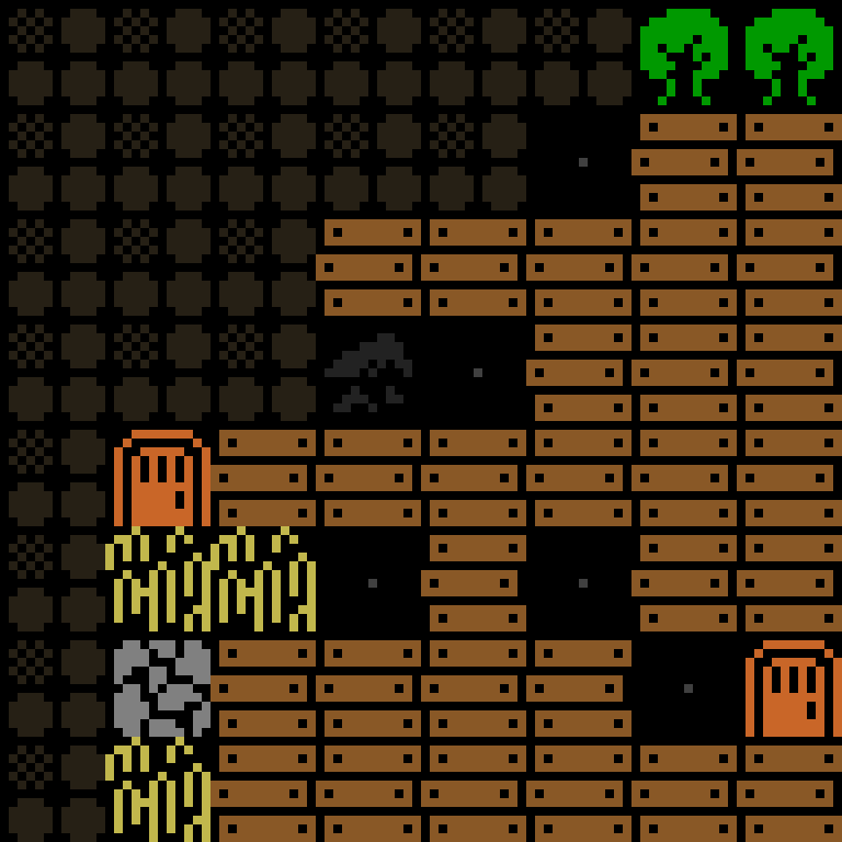 Cell by cell, version 4, medieval village, frontier order, 8 by 8 cells.