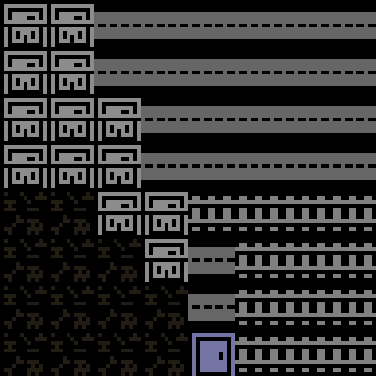 Cell by cell, version 4, cyberpunk block, branching order, 8 by 8 cells.